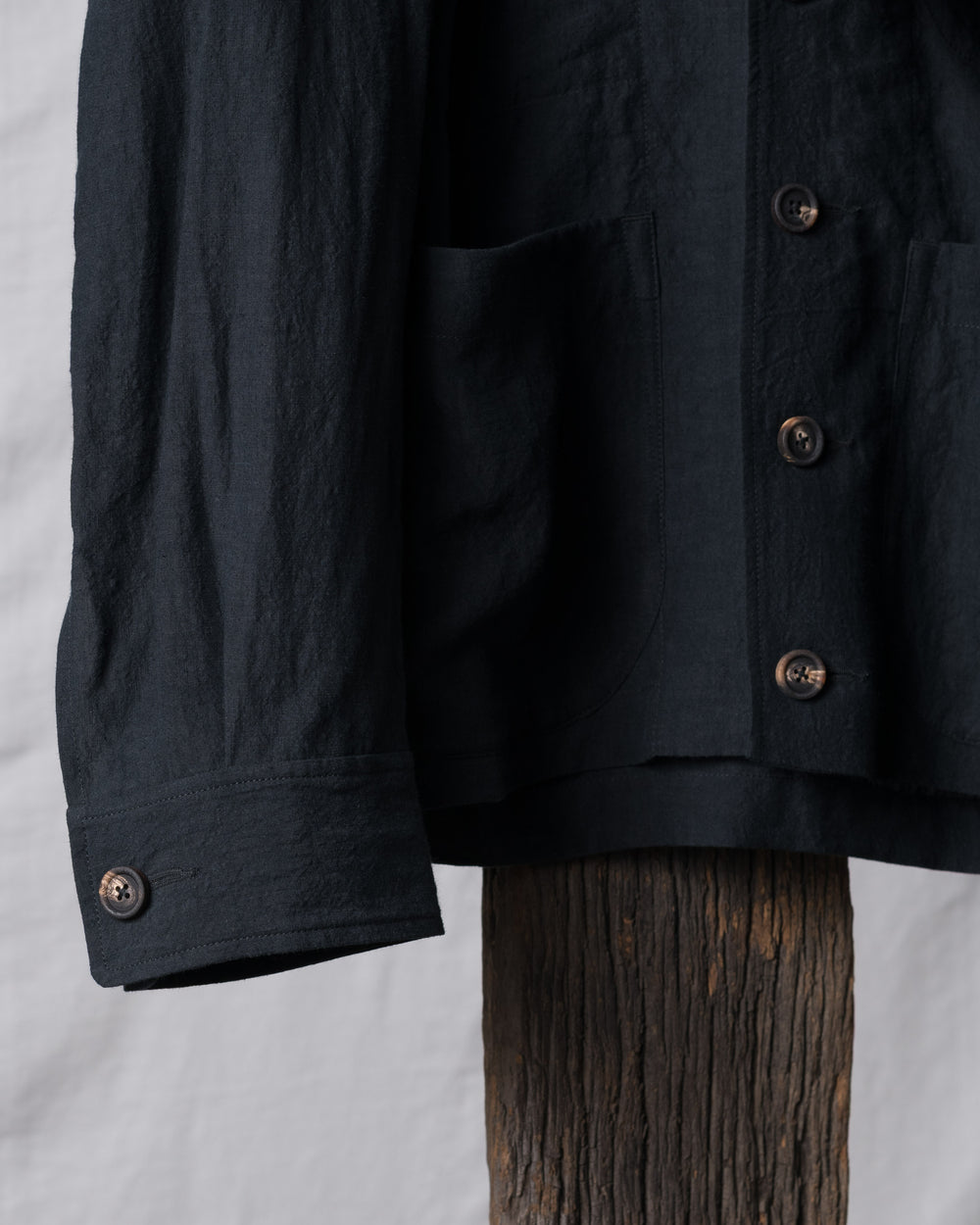Hand-dyed Spread Collar Linen Chore Jacket