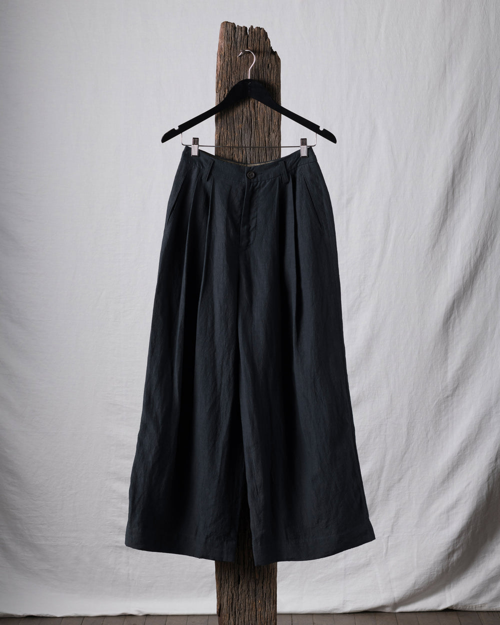 Hand-dyed Wide Leg Linen Canvas Trousers