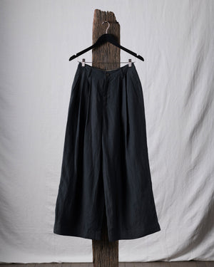 Hand-dyed Wide Leg Linen Canvas Trousers