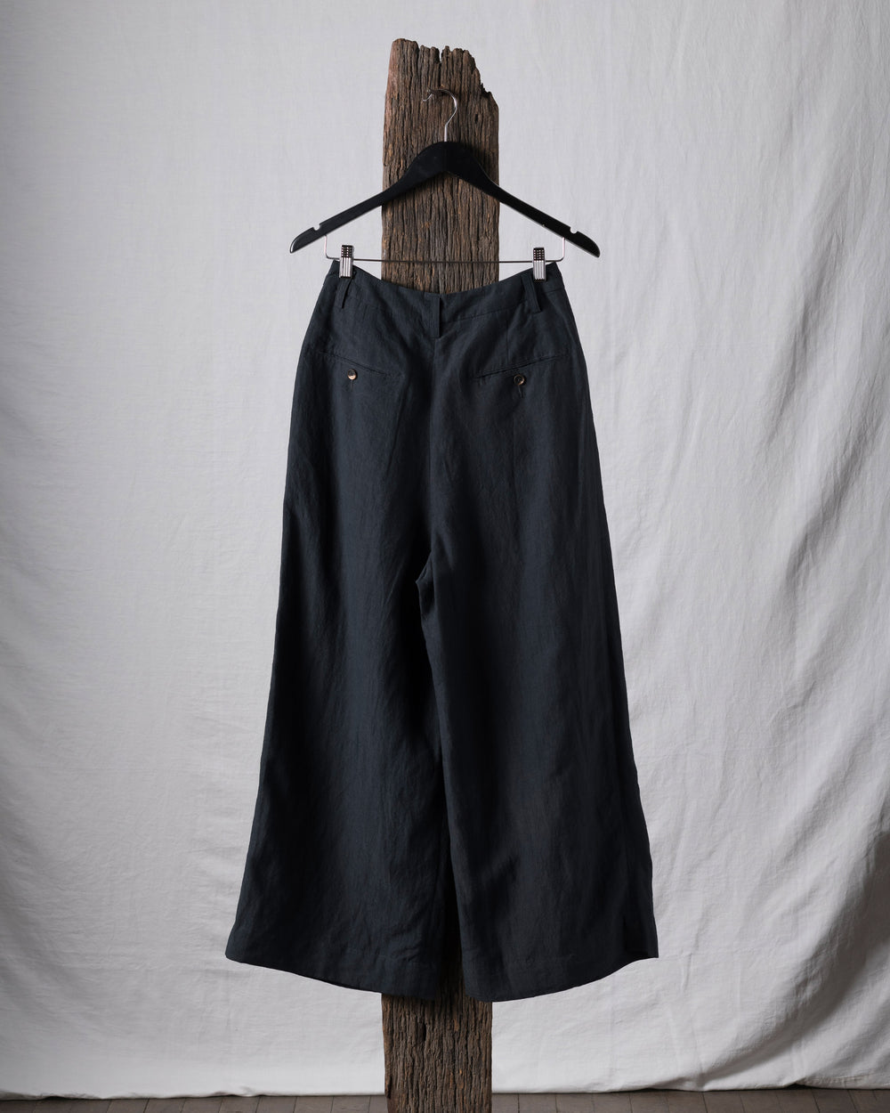Hand-dyed Wide Leg Linen Canvas Trousers