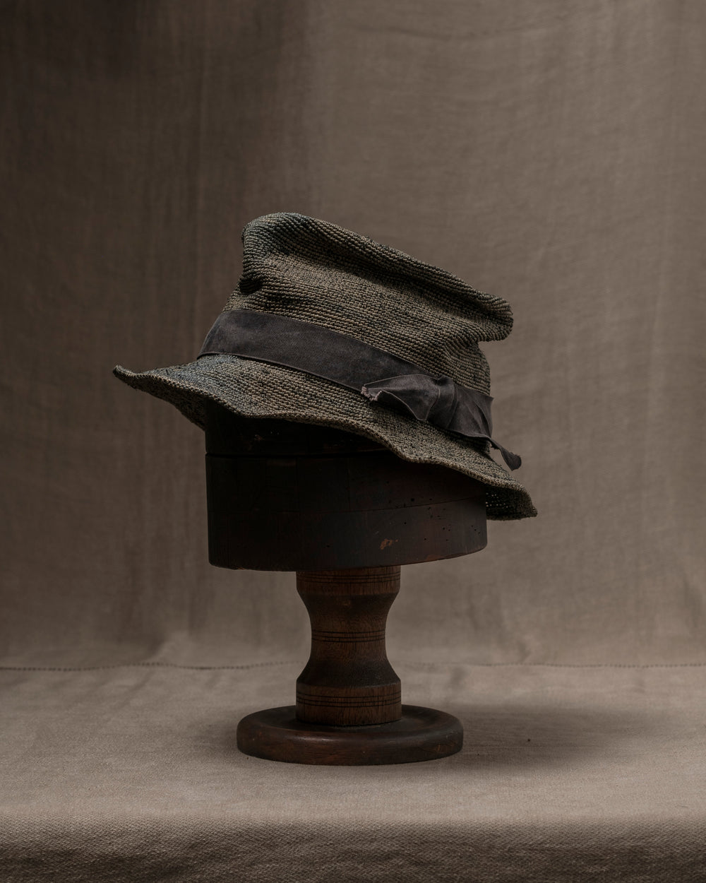 OOAK25 No. 155 Toquilla Straw Hat Grey 58.5 cm