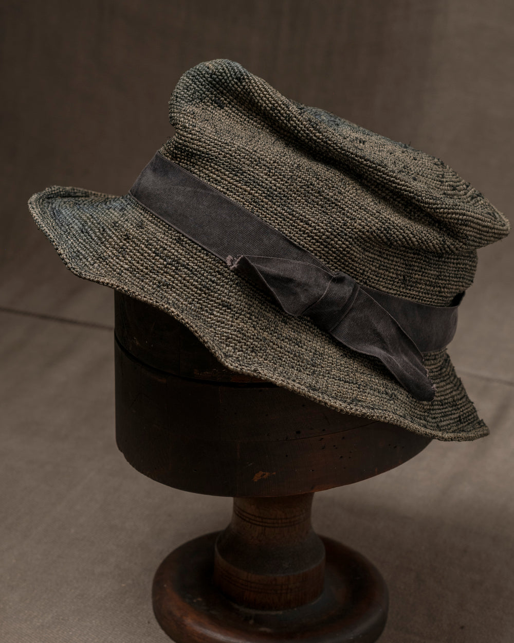 OOAK25 No. 155 Toquilla Straw Hat Grey 58.5 cm