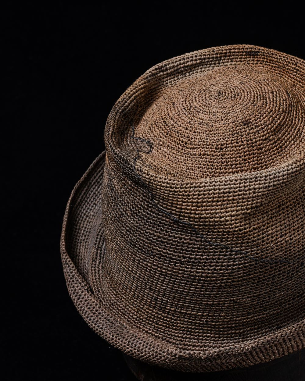 OOAK24 No. 194 Crocheted Toquilla Straw Hat Brown