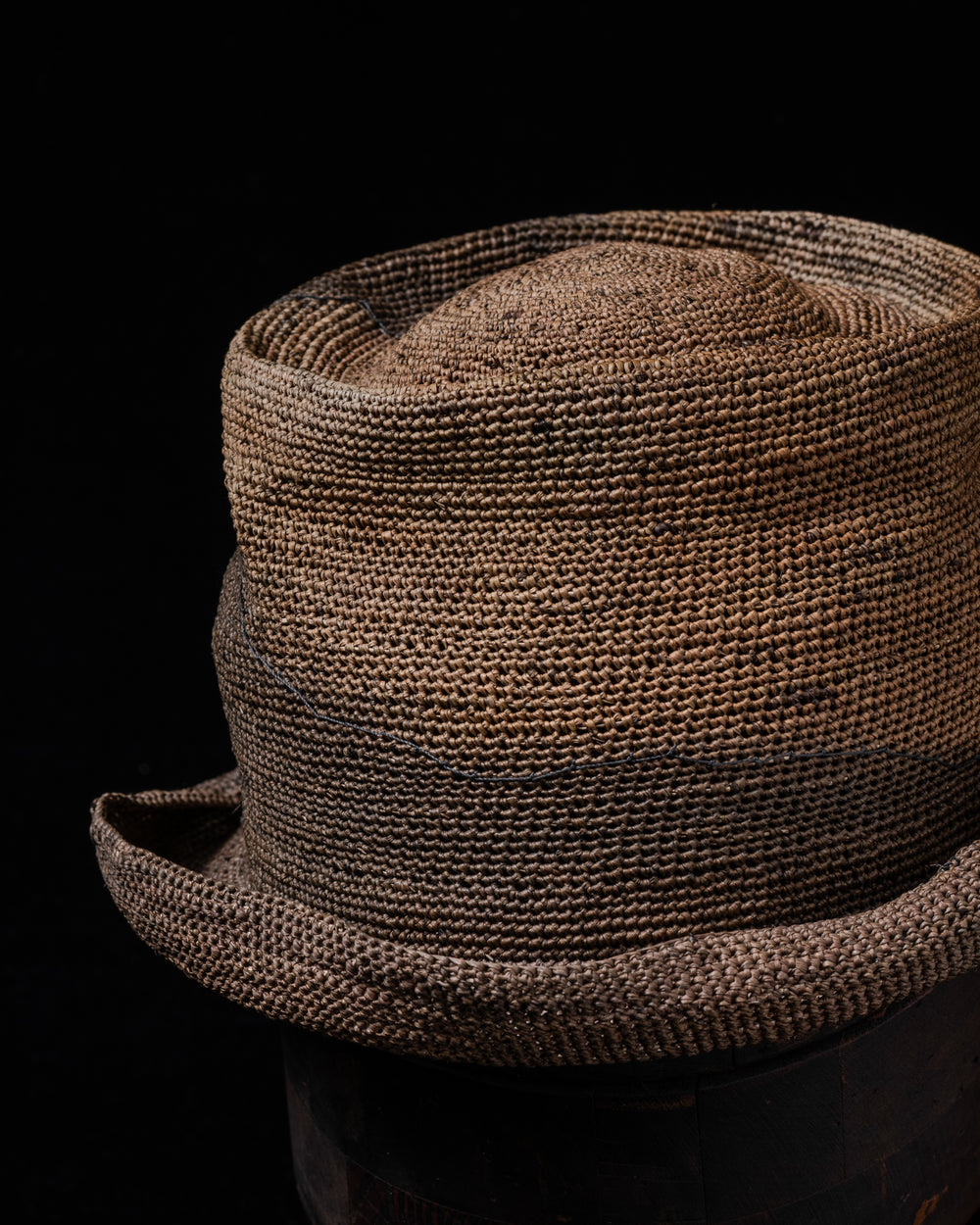 OOAK24 No. 194 Crocheted Toquilla Straw Hat Brown