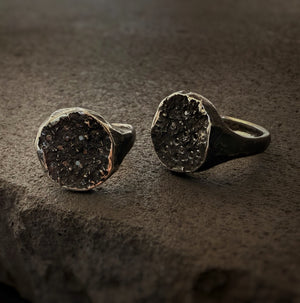 Salt & Pepper Diamond Primordial Shield Ring