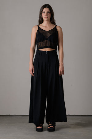 Linen Short Top Black