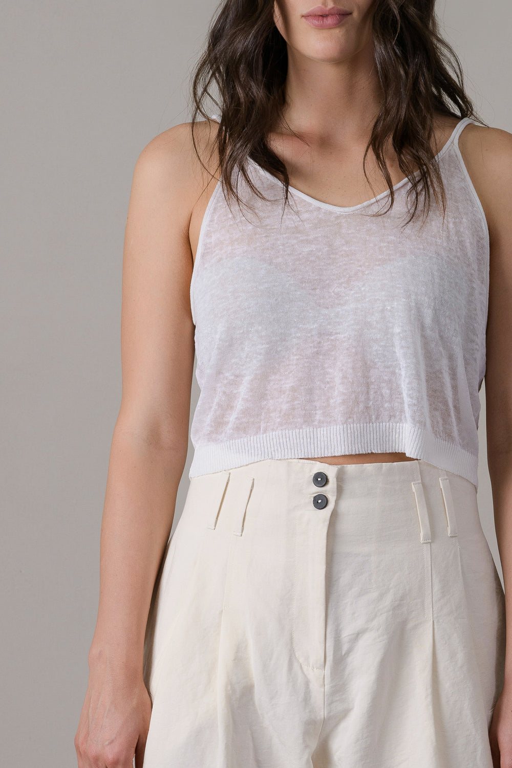 Linen Short Top White