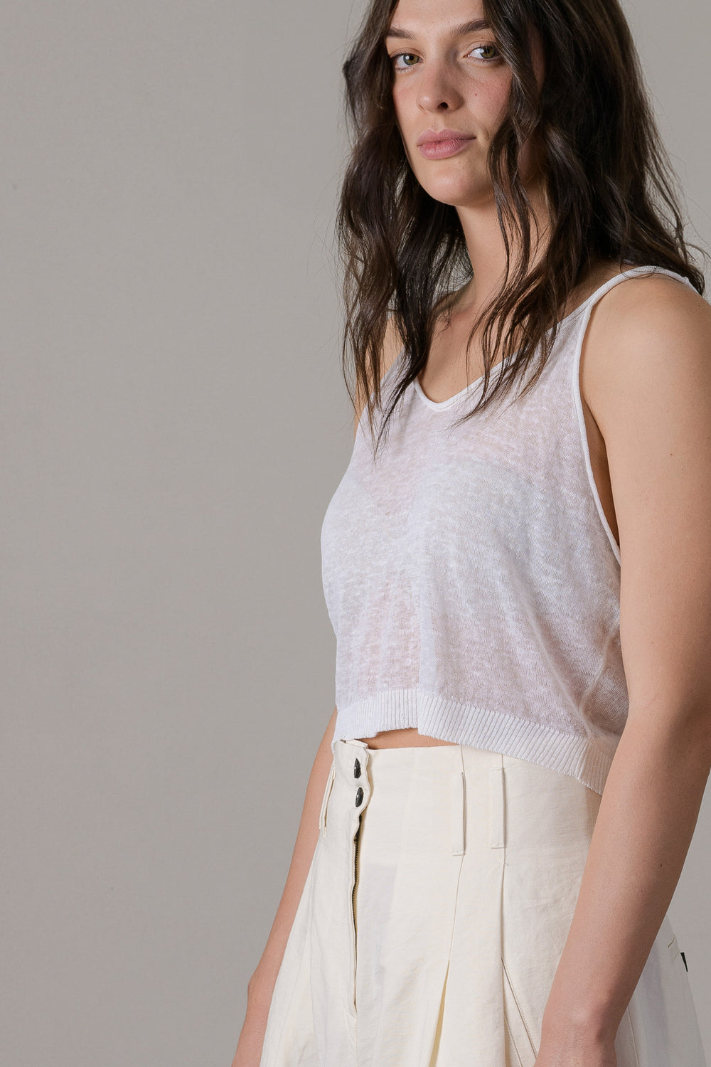 Linen Short Top White
