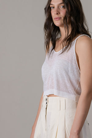 Linen Short Top White