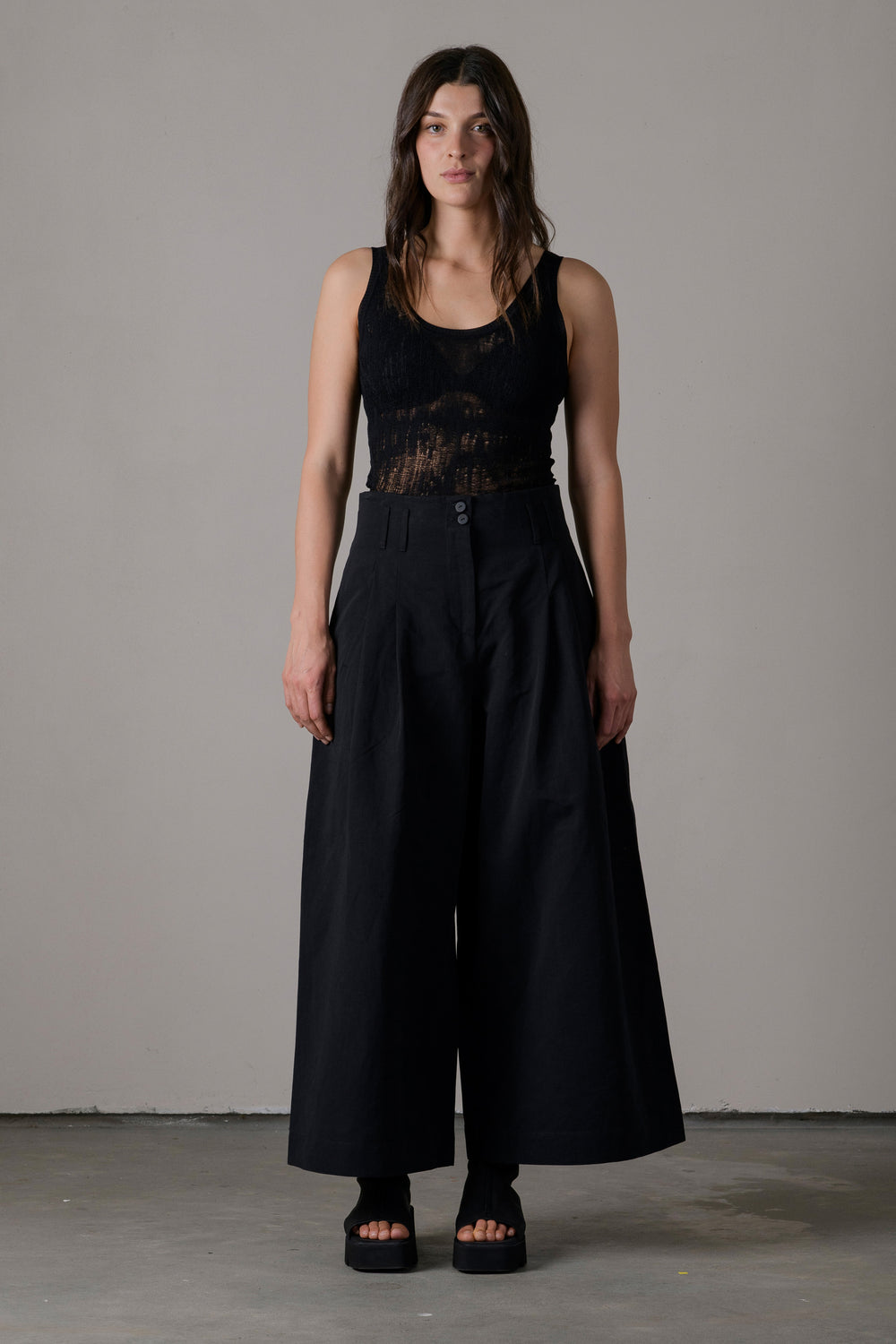 Viscose Mesh Tank Top Black