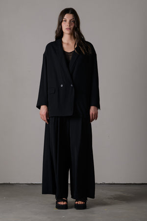Wool Viscose Double Breasted Jacket Black