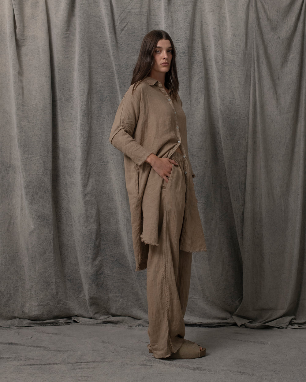 Shirt Dress Linen Antique Gold