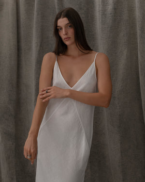 Sia Dress Linen White