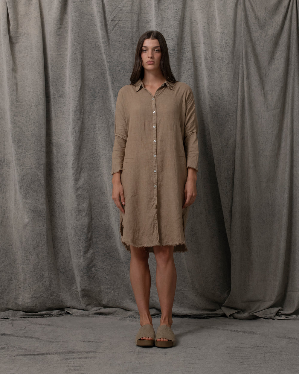 Shirt Dress Linen Antique Gold