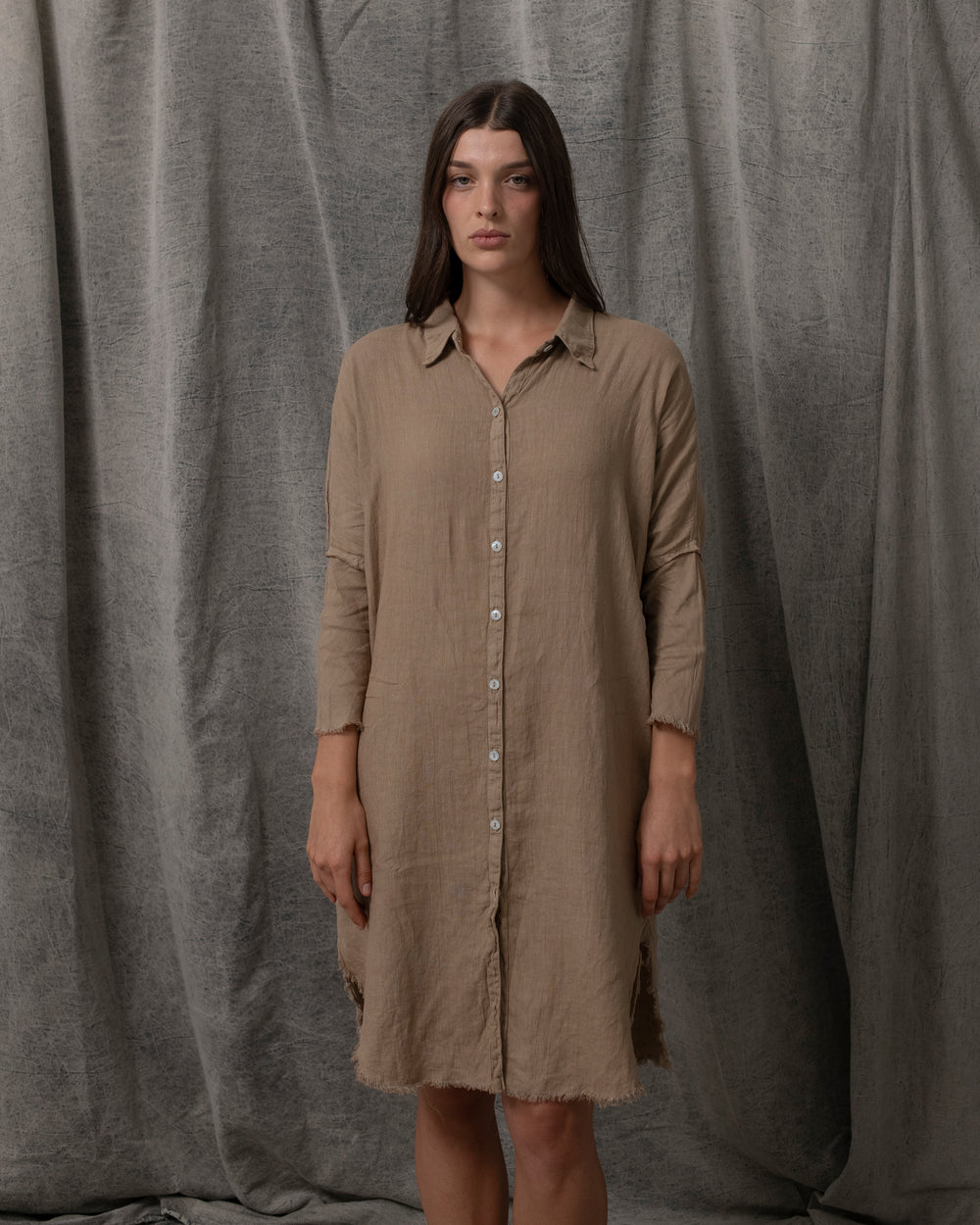 Shirt Dress Linen Antique Gold