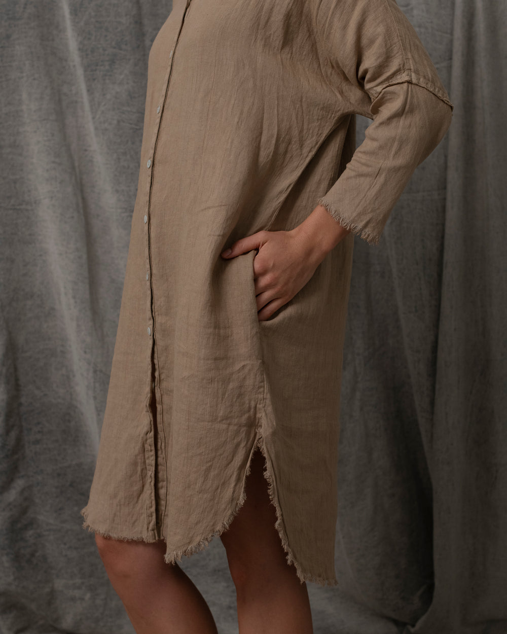 Shirt Dress Linen Antique Gold