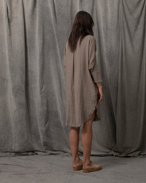 Shirt Dress Linen Pewter