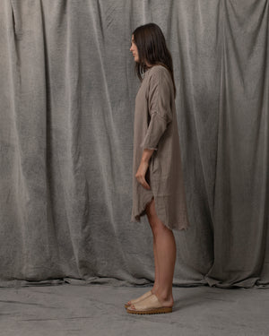 Shirt Dress Linen Pewter