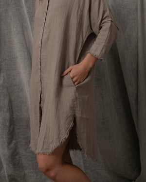 Shirt Dress Linen Pewter