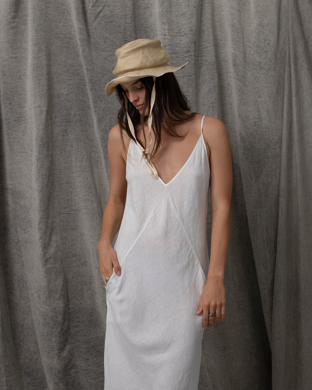 Sia Dress Linen White