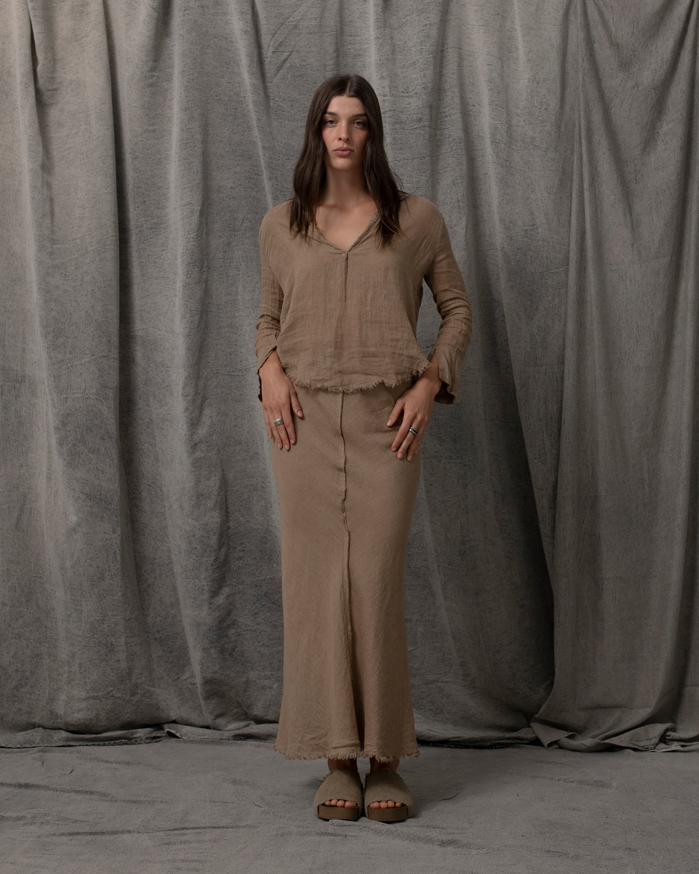 Virginia Skirt Linen Antique Gold