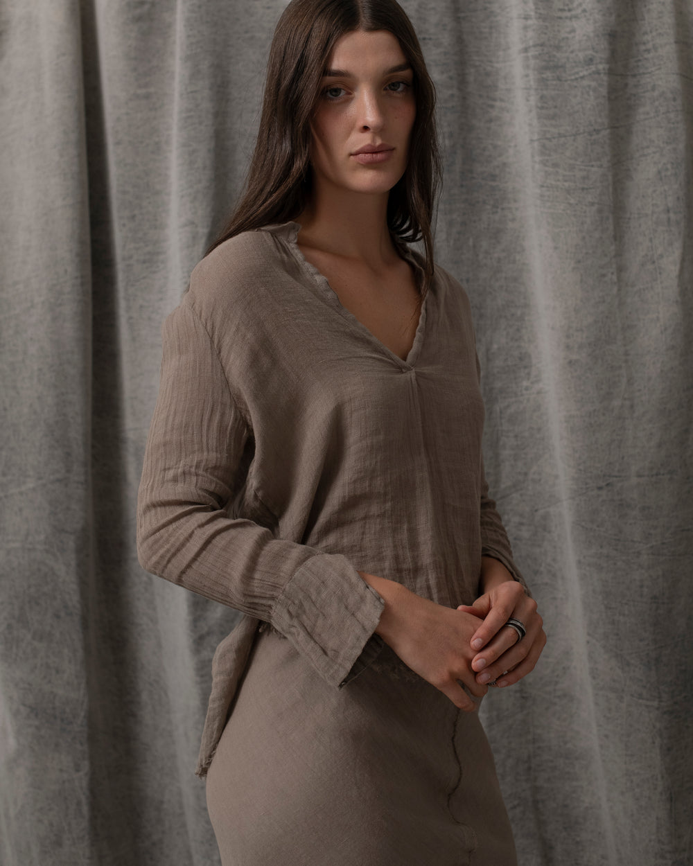 Sofia Blouse Linen Pewter