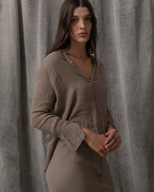 Sofia Blouse Linen Pewter