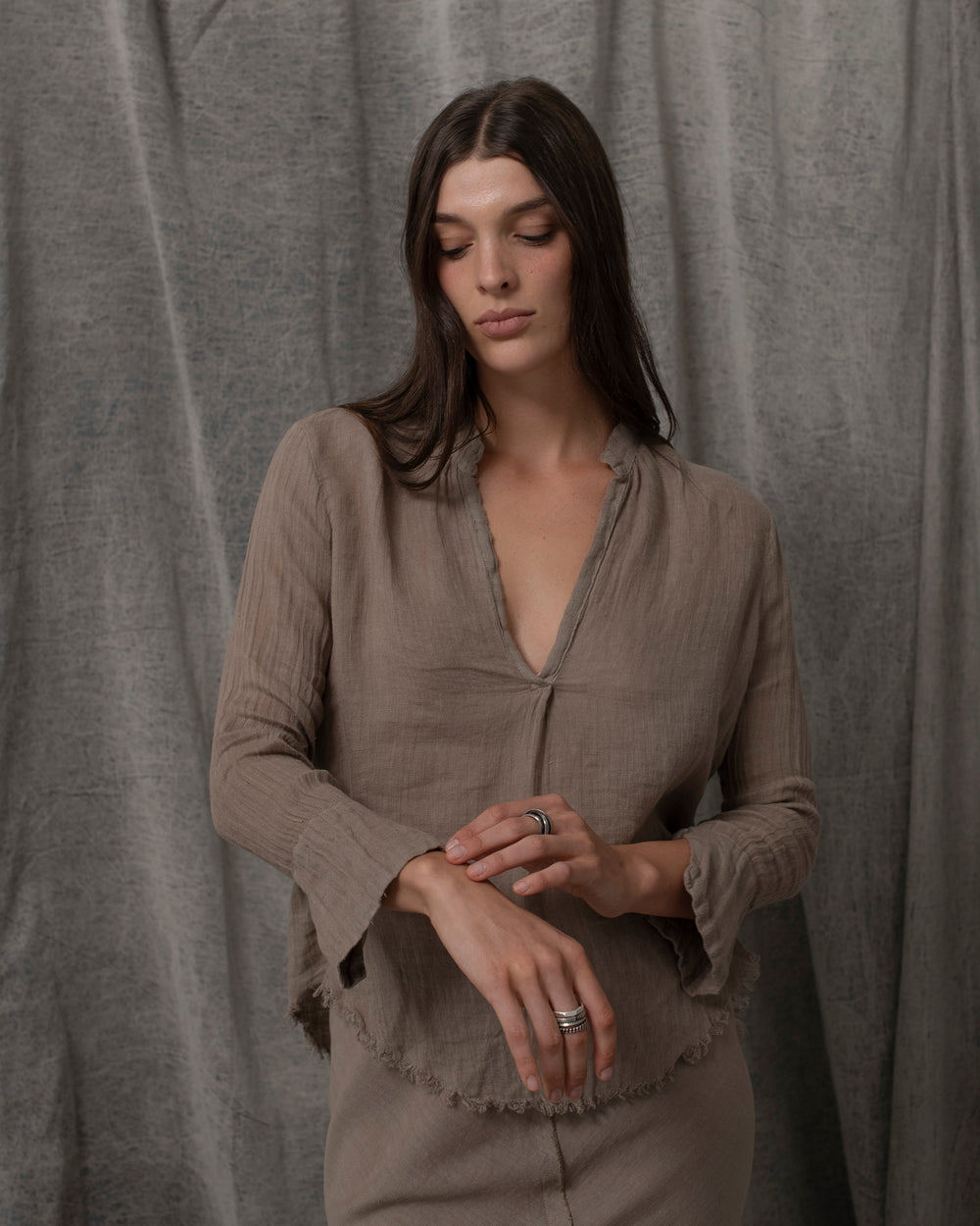 Sofia Blouse Linen Pewter