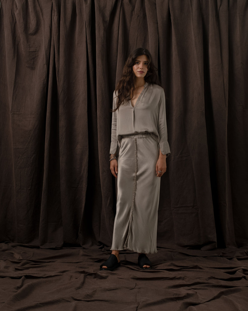 Virginia Skirt Rayon Pewter