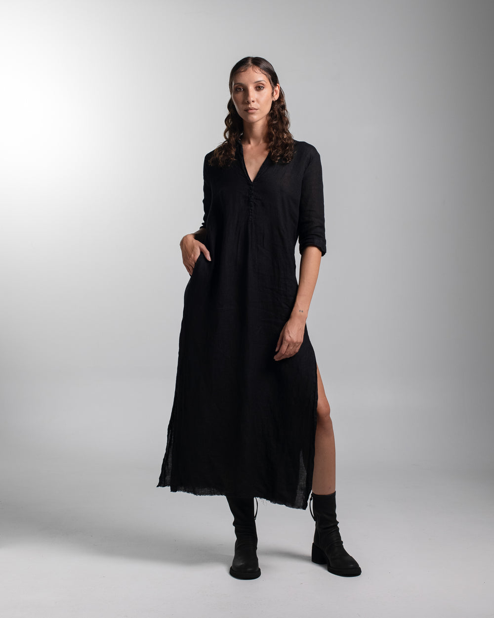 Alla Dress Linen Black