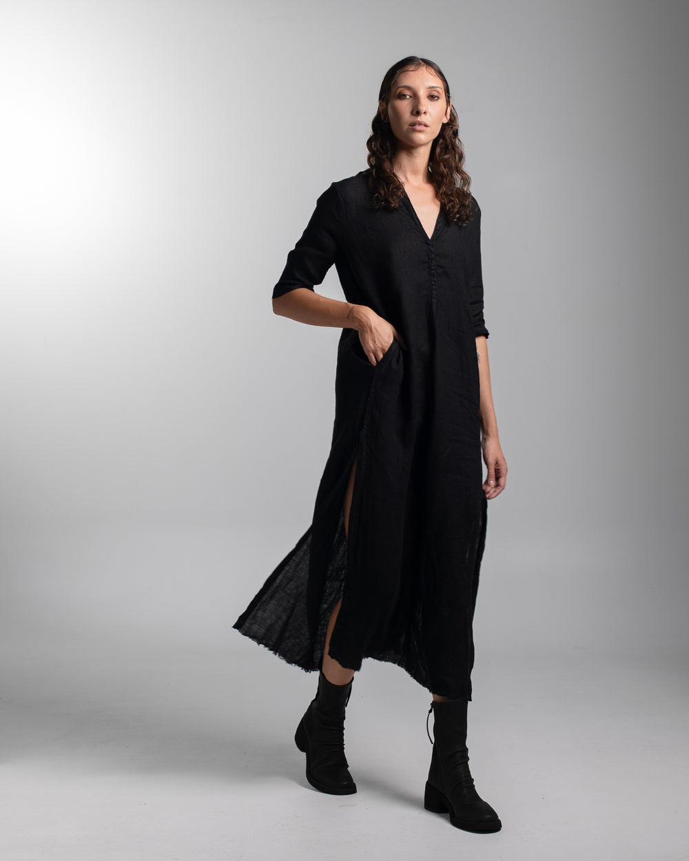 Alla Dress Linen Black
