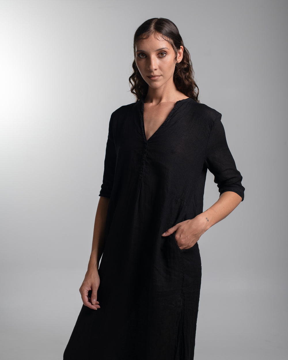 Alla Dress Linen Black