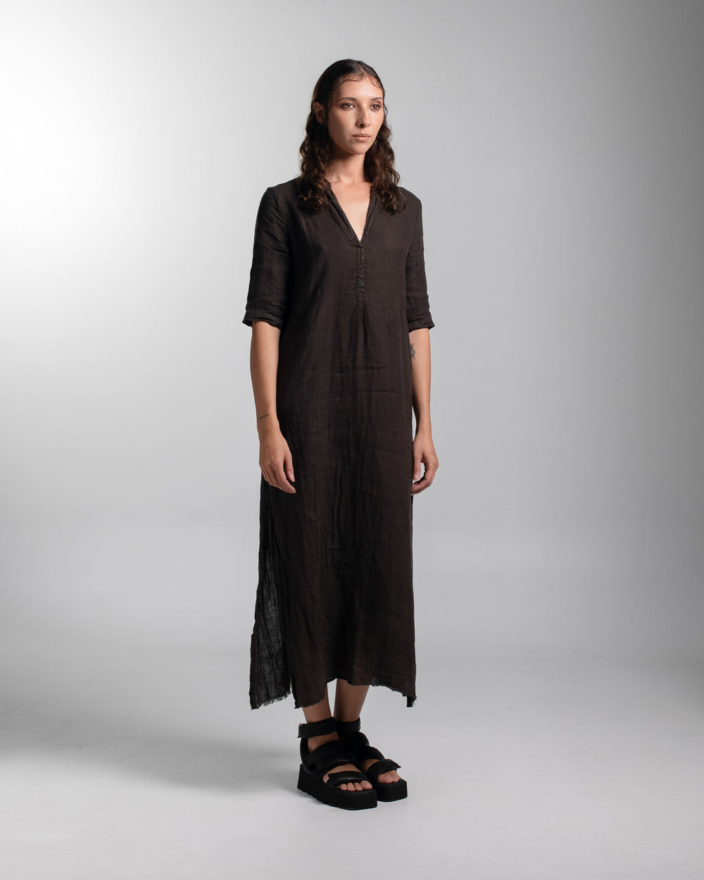 Alla Dress Linen Chocolate