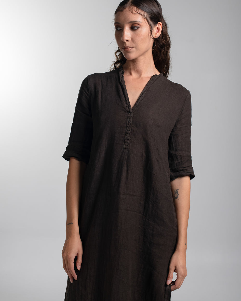 Alla Dress Linen Chocolate