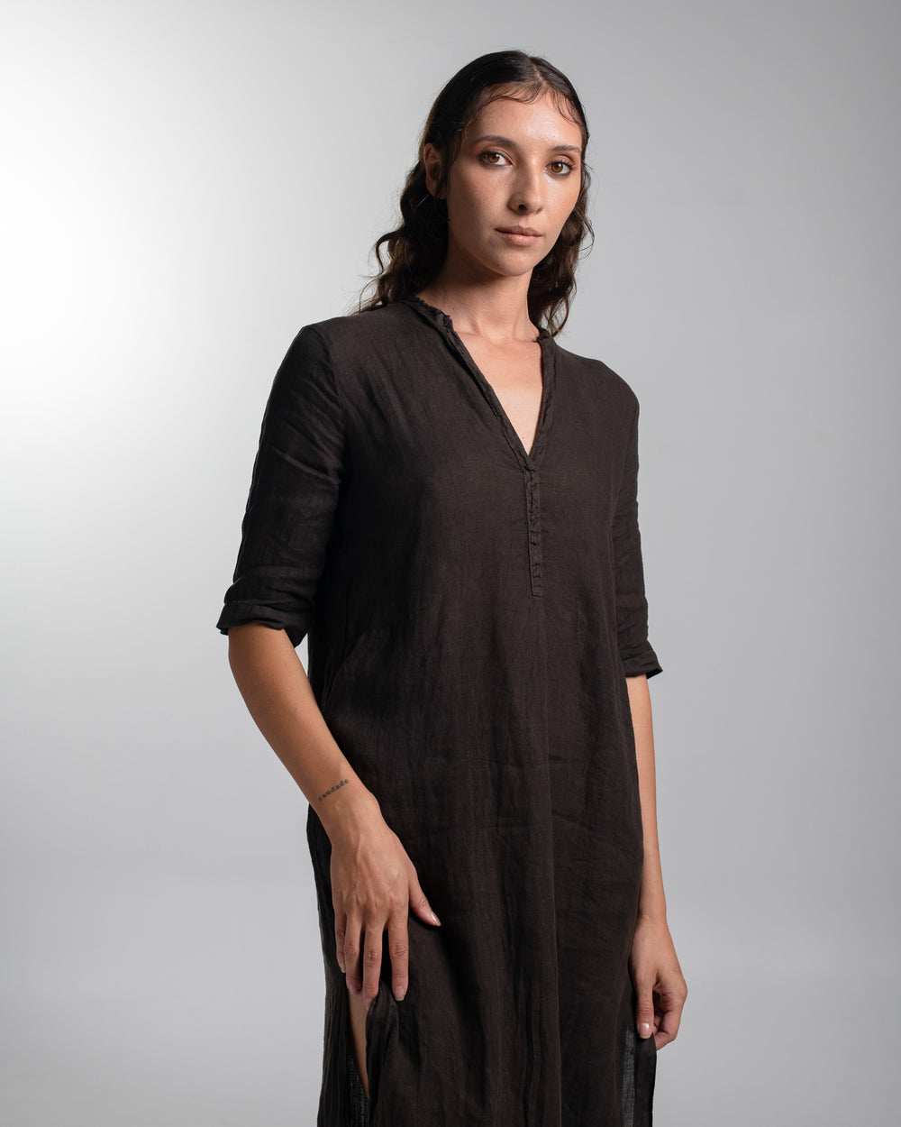Alla Dress Linen Chocolate