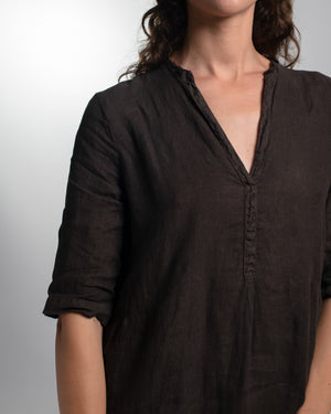 Alla Dress Linen Chocolate