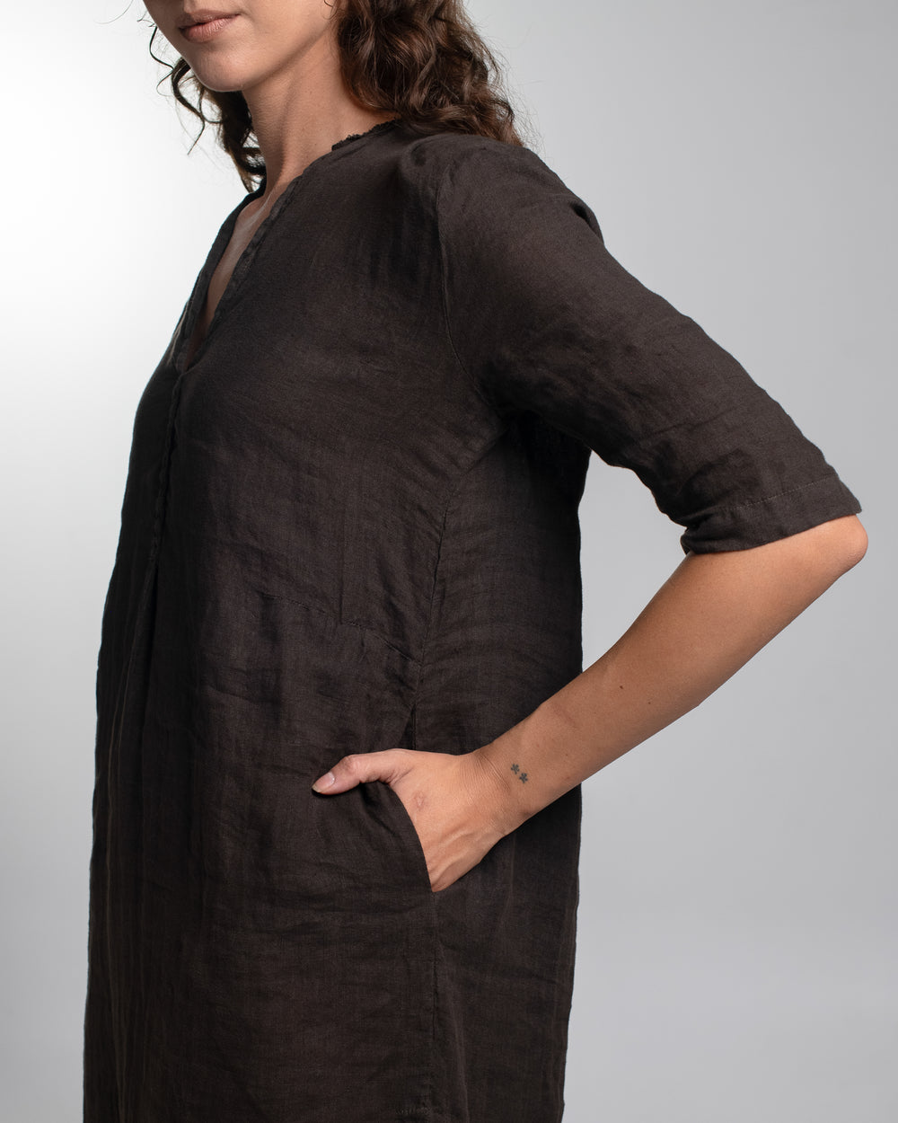 Alla Dress Linen Chocolate