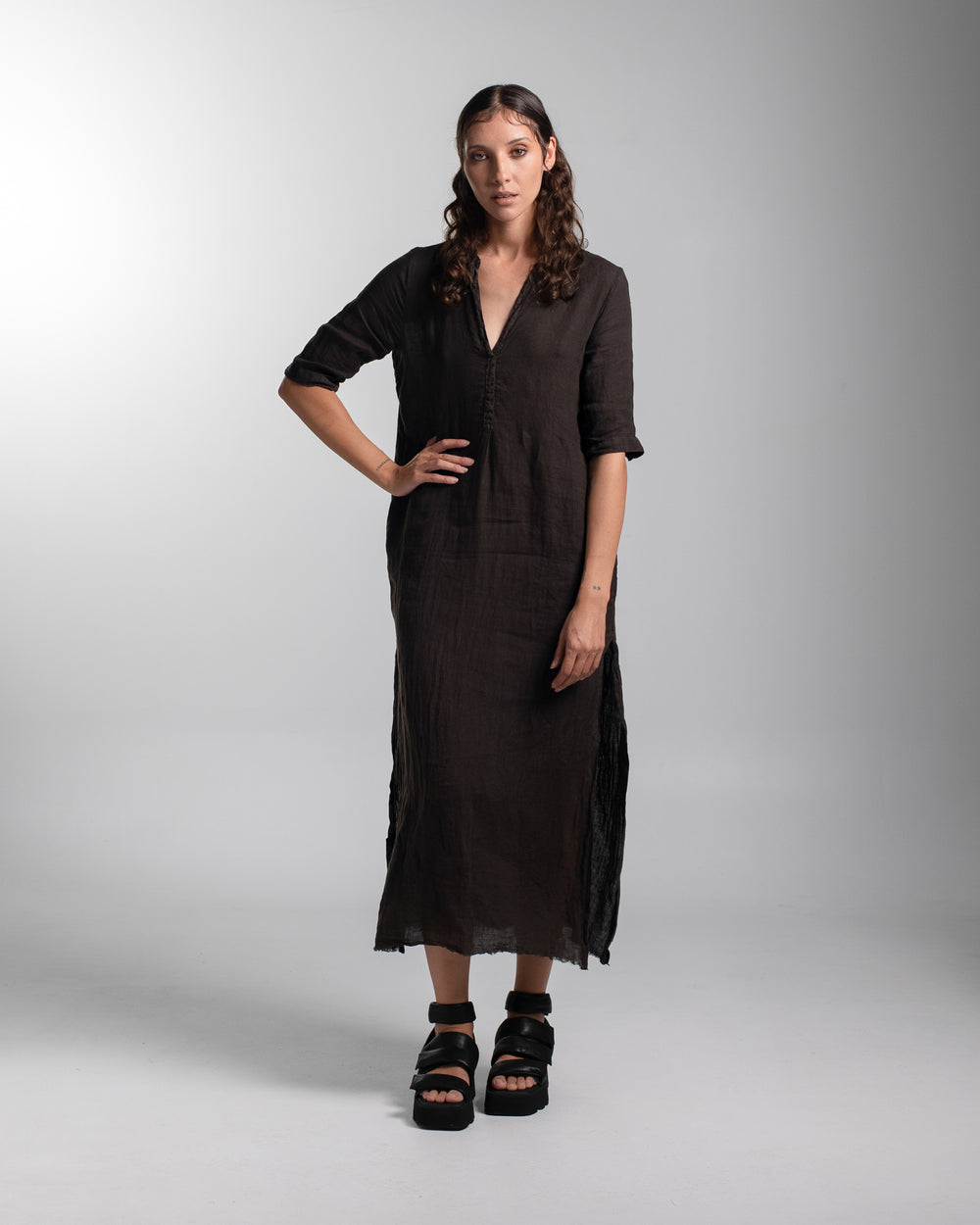 Alla Dress Linen Chocolate
