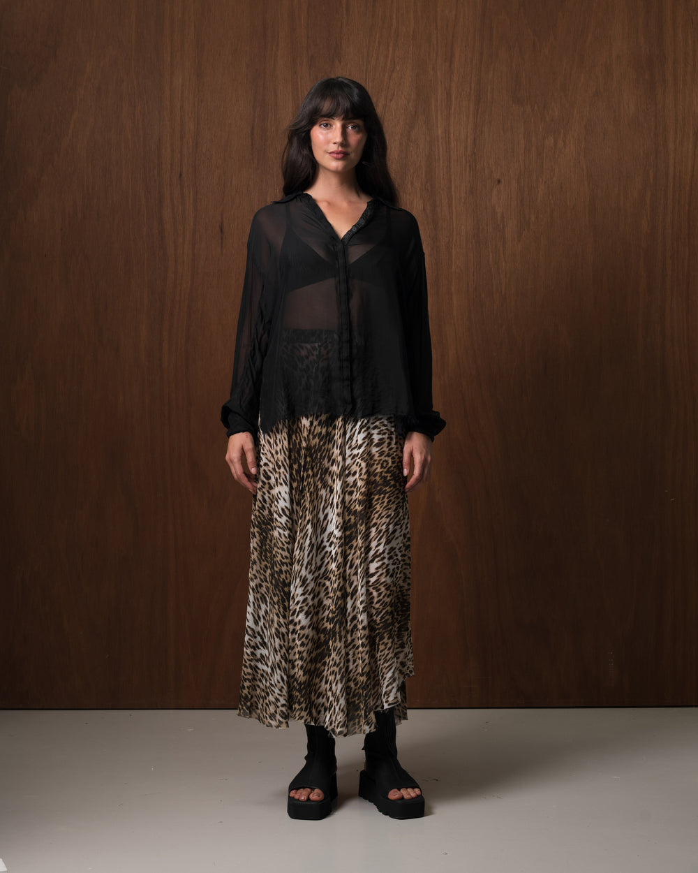 Angie Skirt Silk Chiffon Leopard