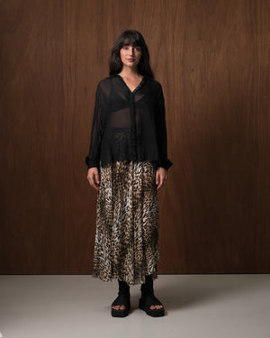 Angie Skirt Silk Chiffon Leopard