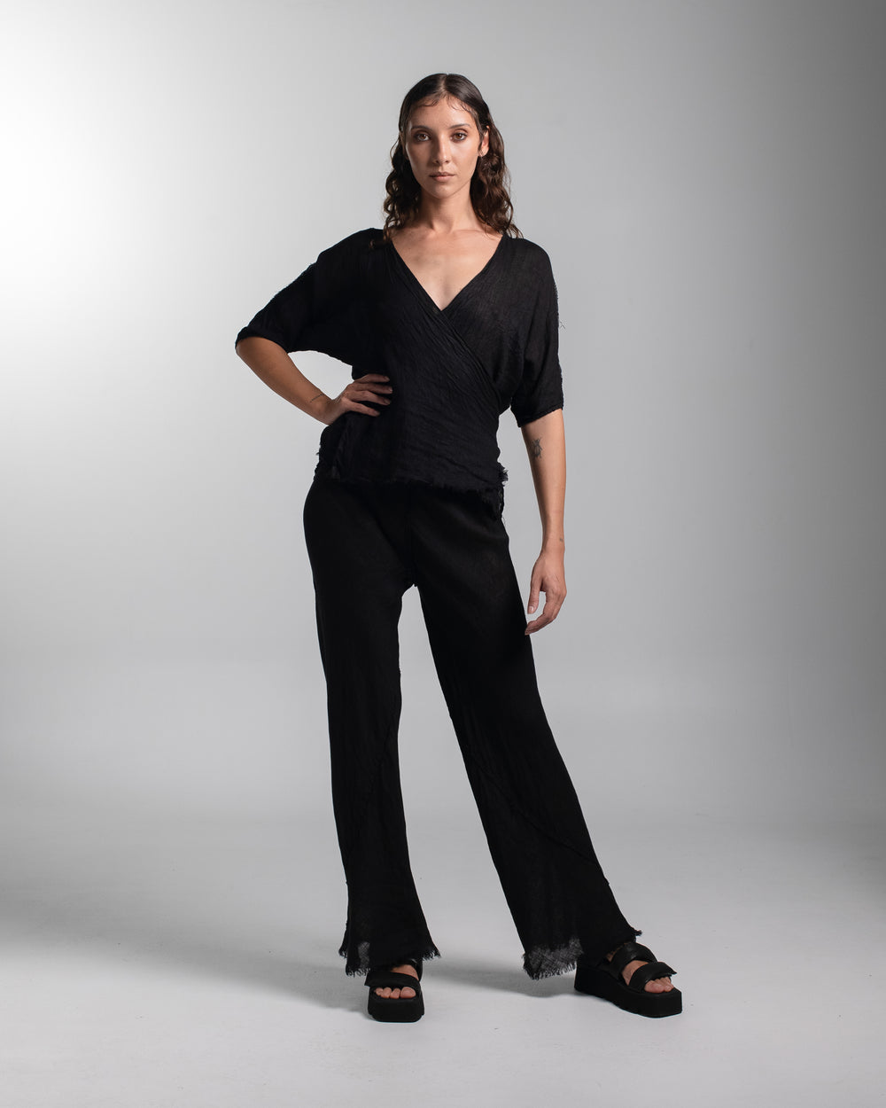 Ballet Blouse Linen Black