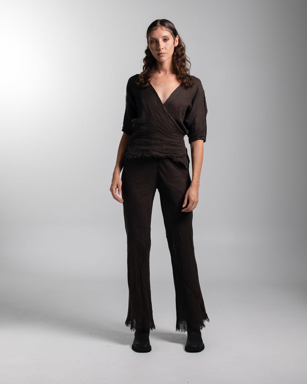 Ballet Blouse Linen Chocolate