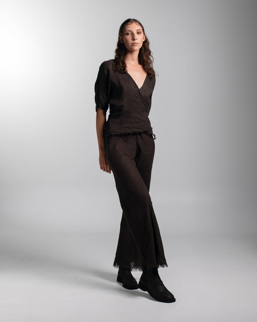 Ballet Blouse Linen Chocolate