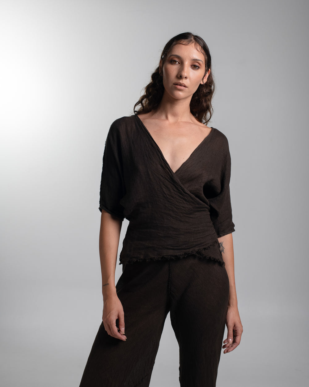 Ballet Blouse Linen Chocolate