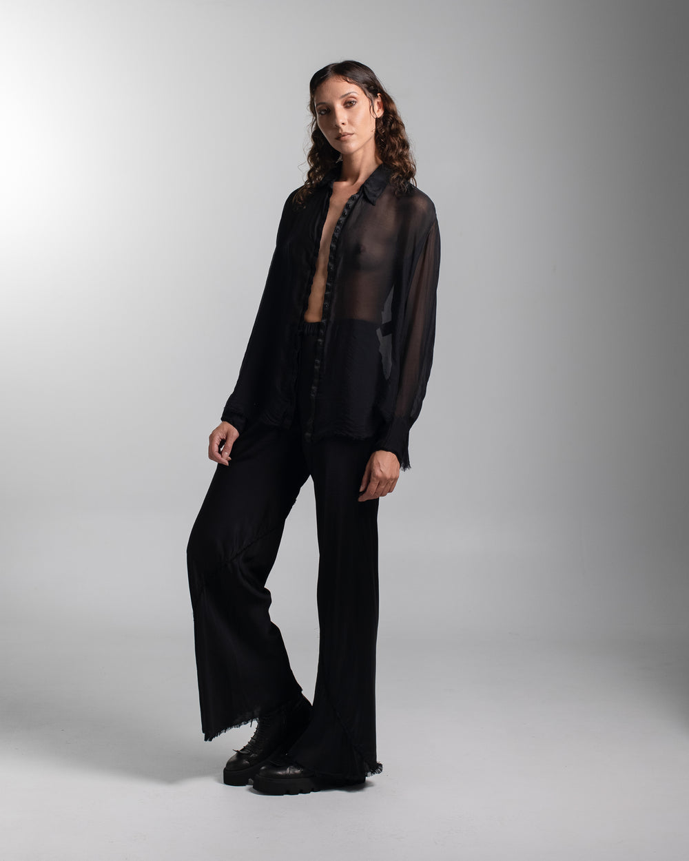 Capri Chiffon Shirt Black