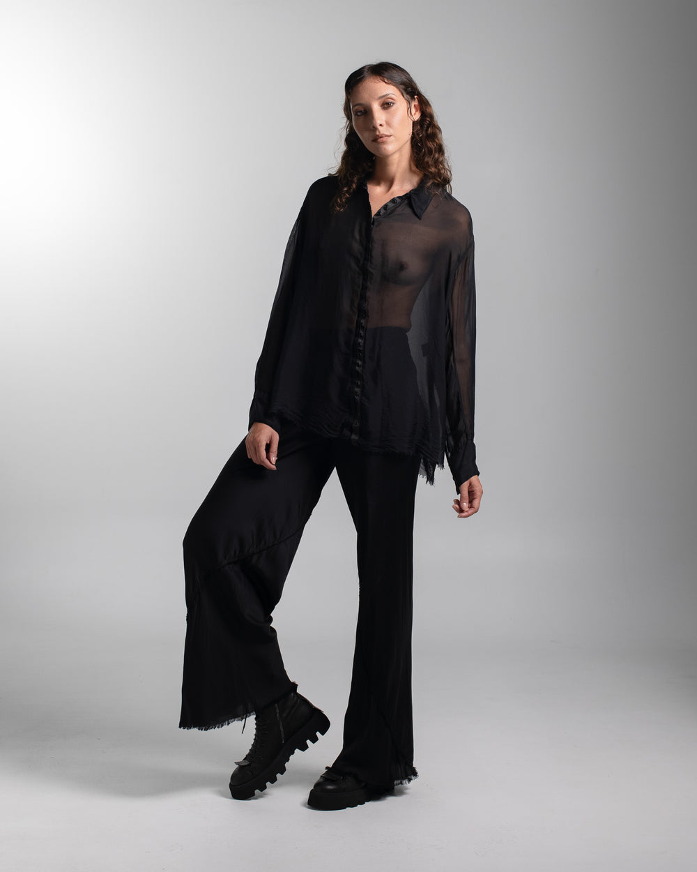 Capri Chiffon Shirt Black
