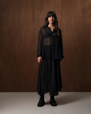 Capri Chiffon Shirt Black