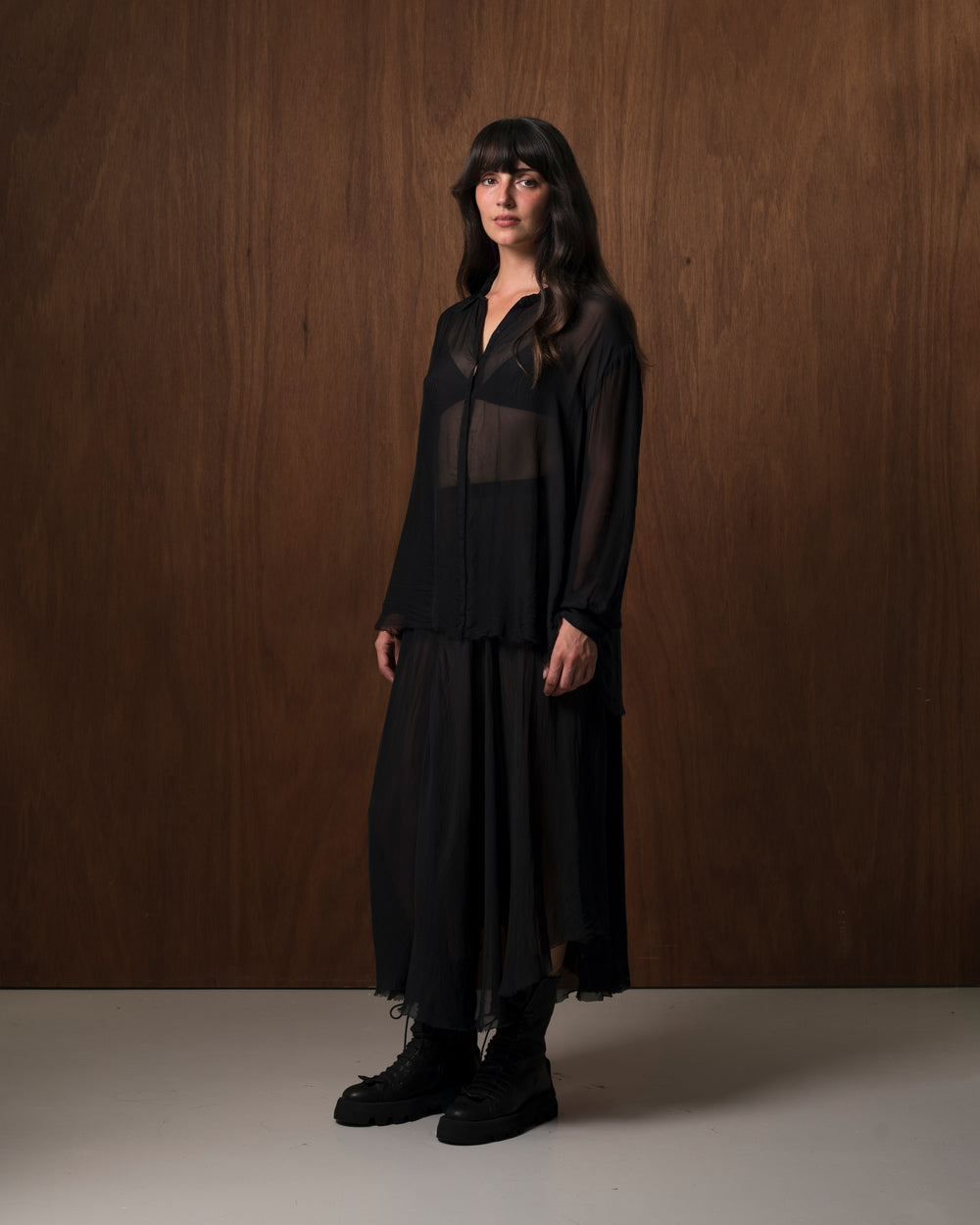 Capri Chiffon Shirt Black