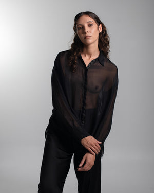 Capri Chiffon Shirt Black