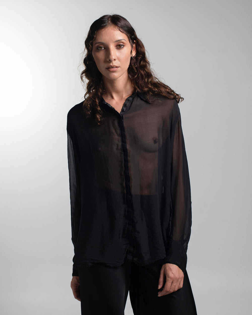 Capri Chiffon Shirt Black